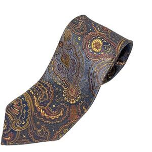 Paisley Pattern Necktie | Gray/Gold